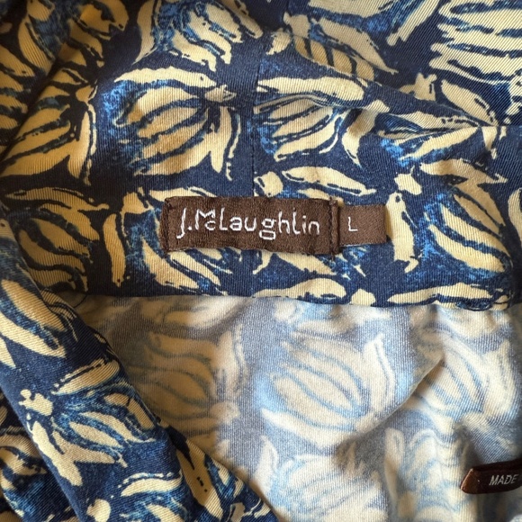 J MCLAUGHLIN NORA TOP TURTLENECK SANA BLUE SQUARE PATTERN MODERN LIGHTWEIGHT L - Picture 7 of 10